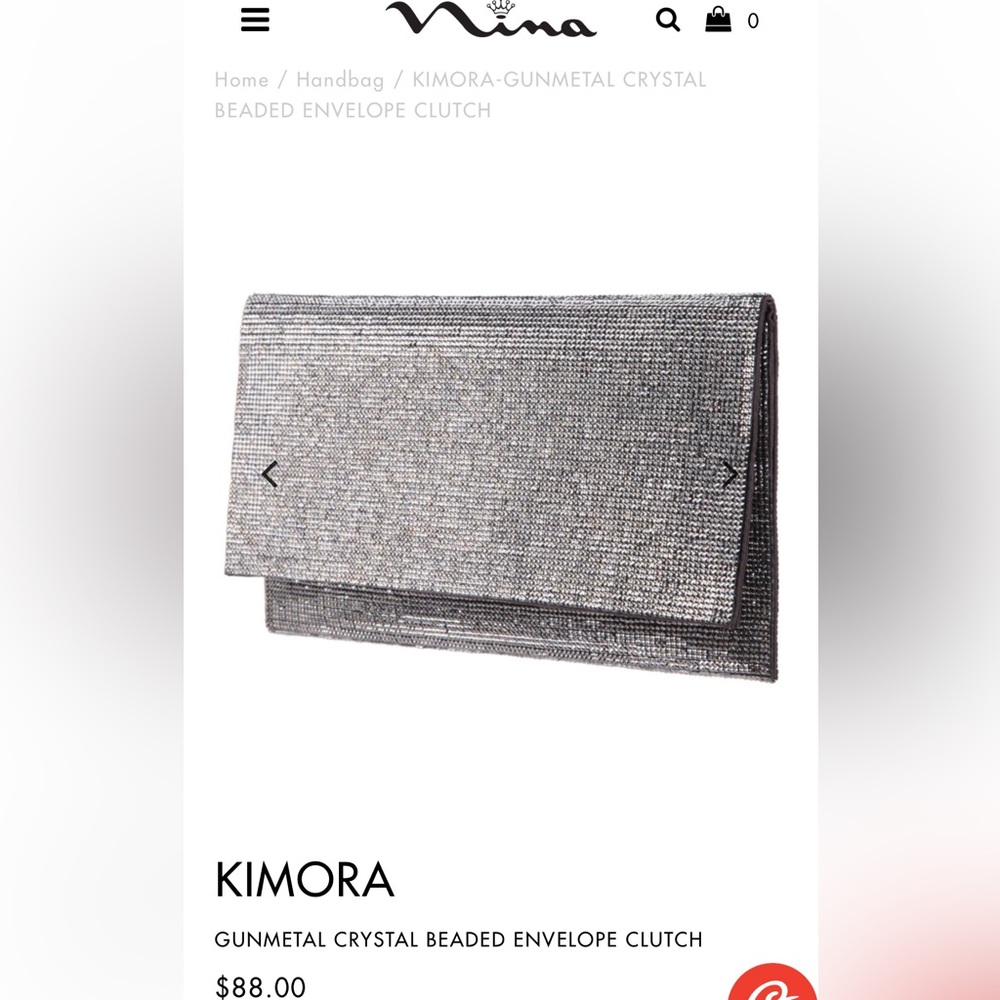 NINA - KIMORA GUNMETAL CRYSTAL BEADED ENVELOPE CLUTCH